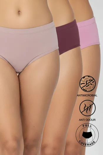 Buy Zivame Medium Rise Full Coverage Hipster Panty (Pack of 3) - Multicolor